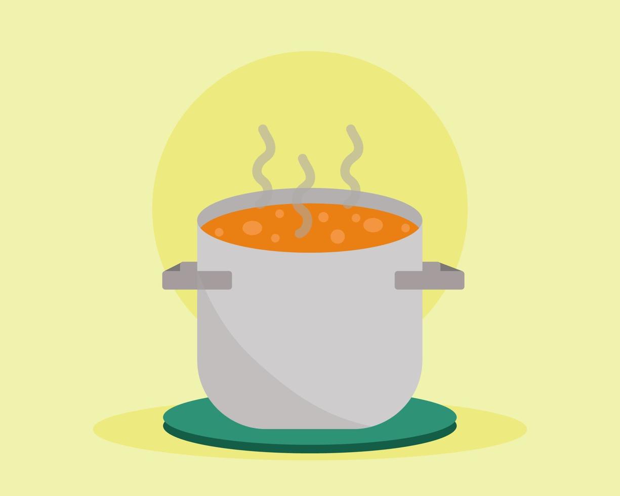 Close up hot pot for your cooking. Cartoon vector style for your design.