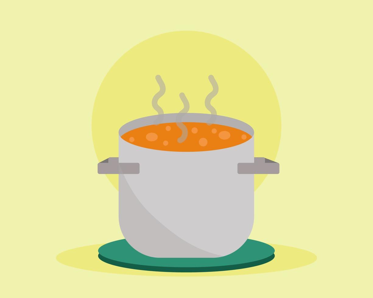 Close up hot pot for your cooking. Cartoon vector style for your design.