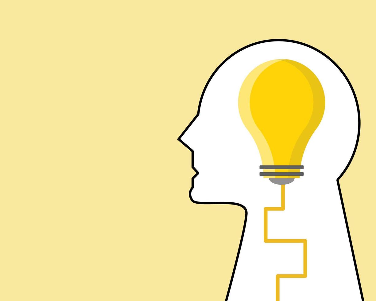 Light bulb with a brain. Idea or smart brain concept. Cartoon vector style for your design.