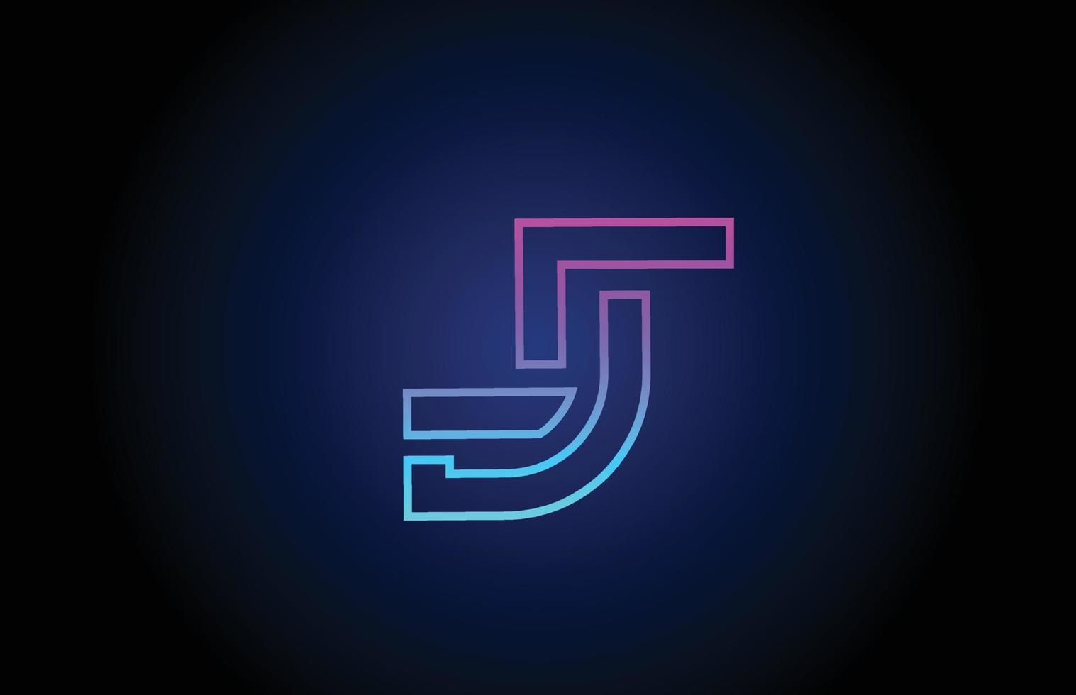 j icono de diseño de logotipo de letra del alfabeto con línea. plantilla creativa para empresas y negocios en colores azul rosa vector