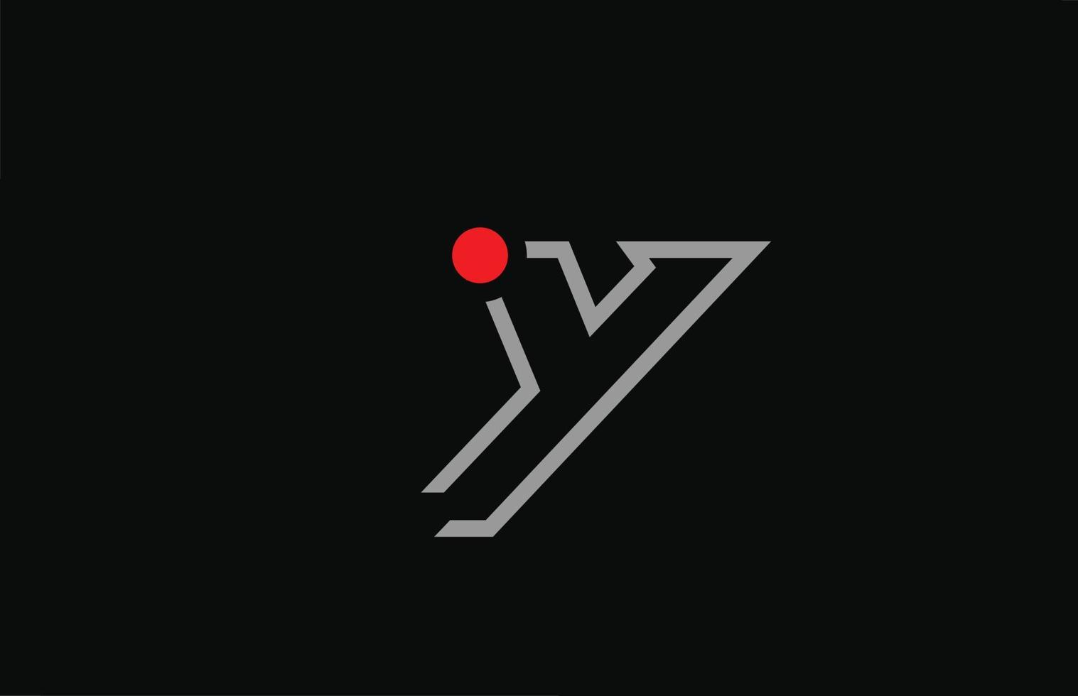 y diseño de icono de logotipo de letra del alfabeto en blanco y negro con punto rojo. plantilla creativa para empresa y negocio vector