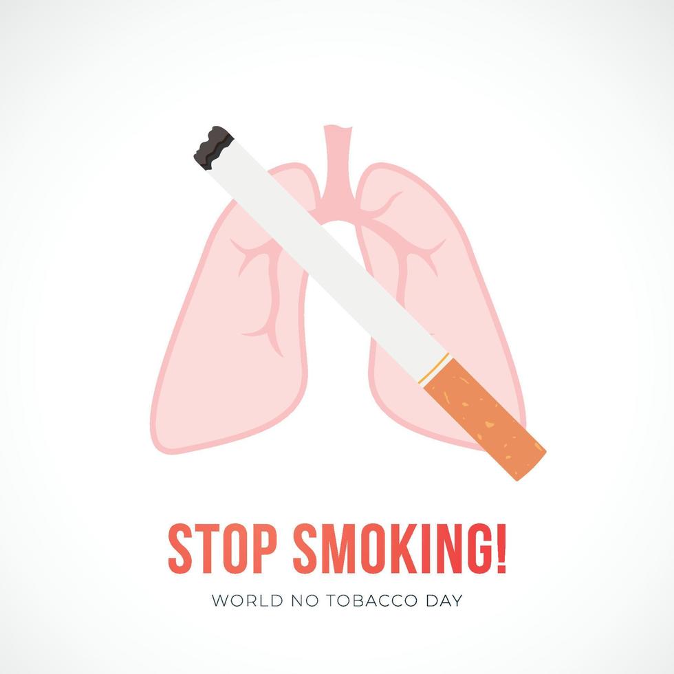 Flat vector illustration with cigarette and lungs