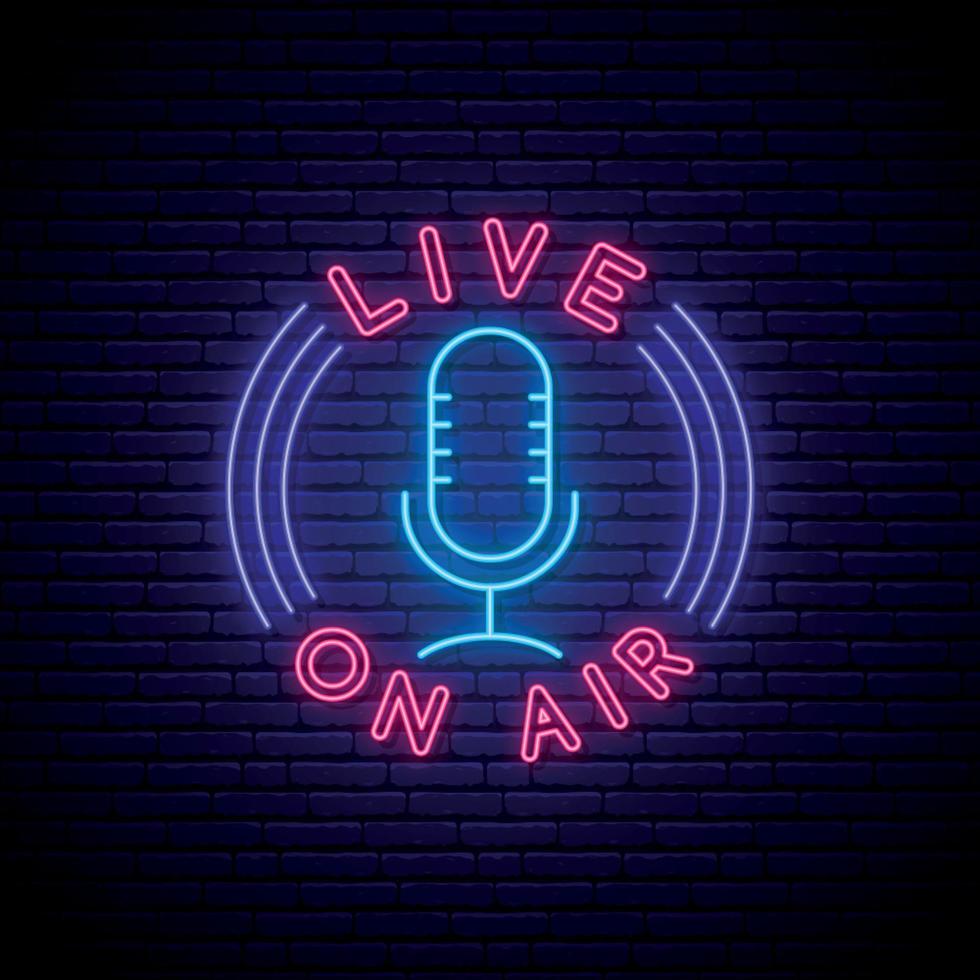 Podcast neon sign. vector