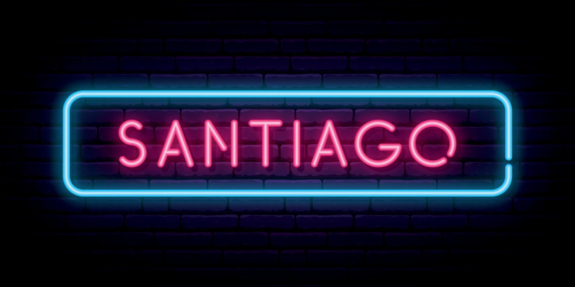 letrero de neón de santiago. vector