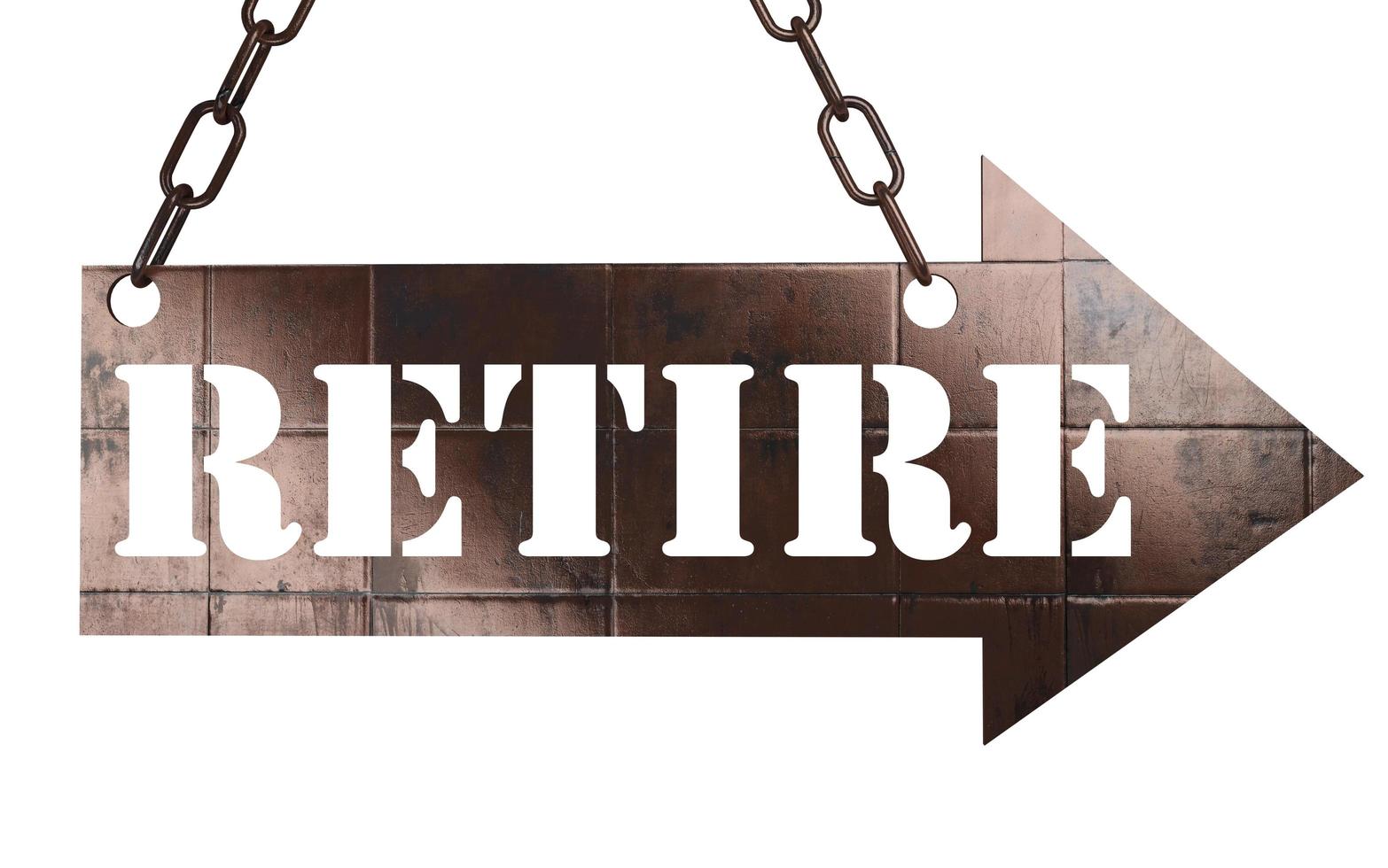 retire word on metal pointer photo