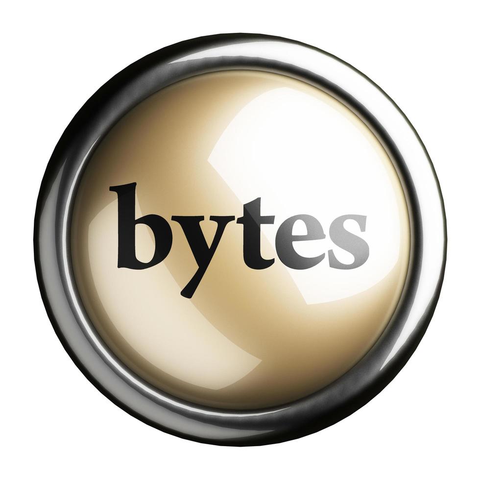 palabra de bytes en el botón aislado foto