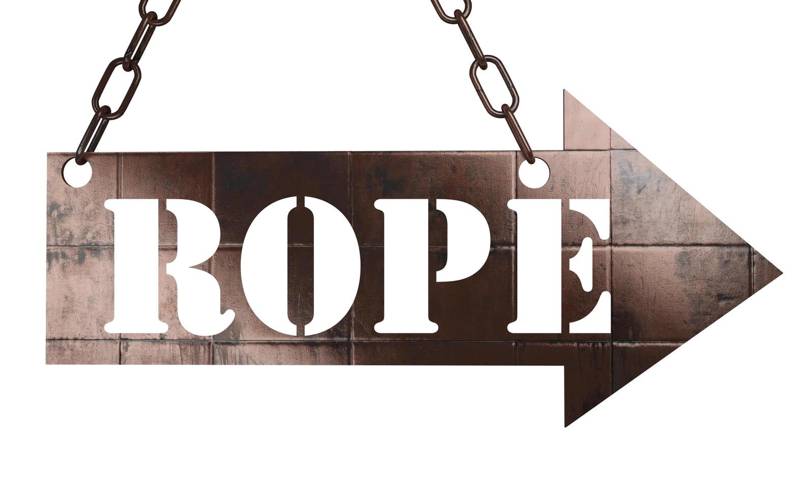 rope word on metal pointer photo