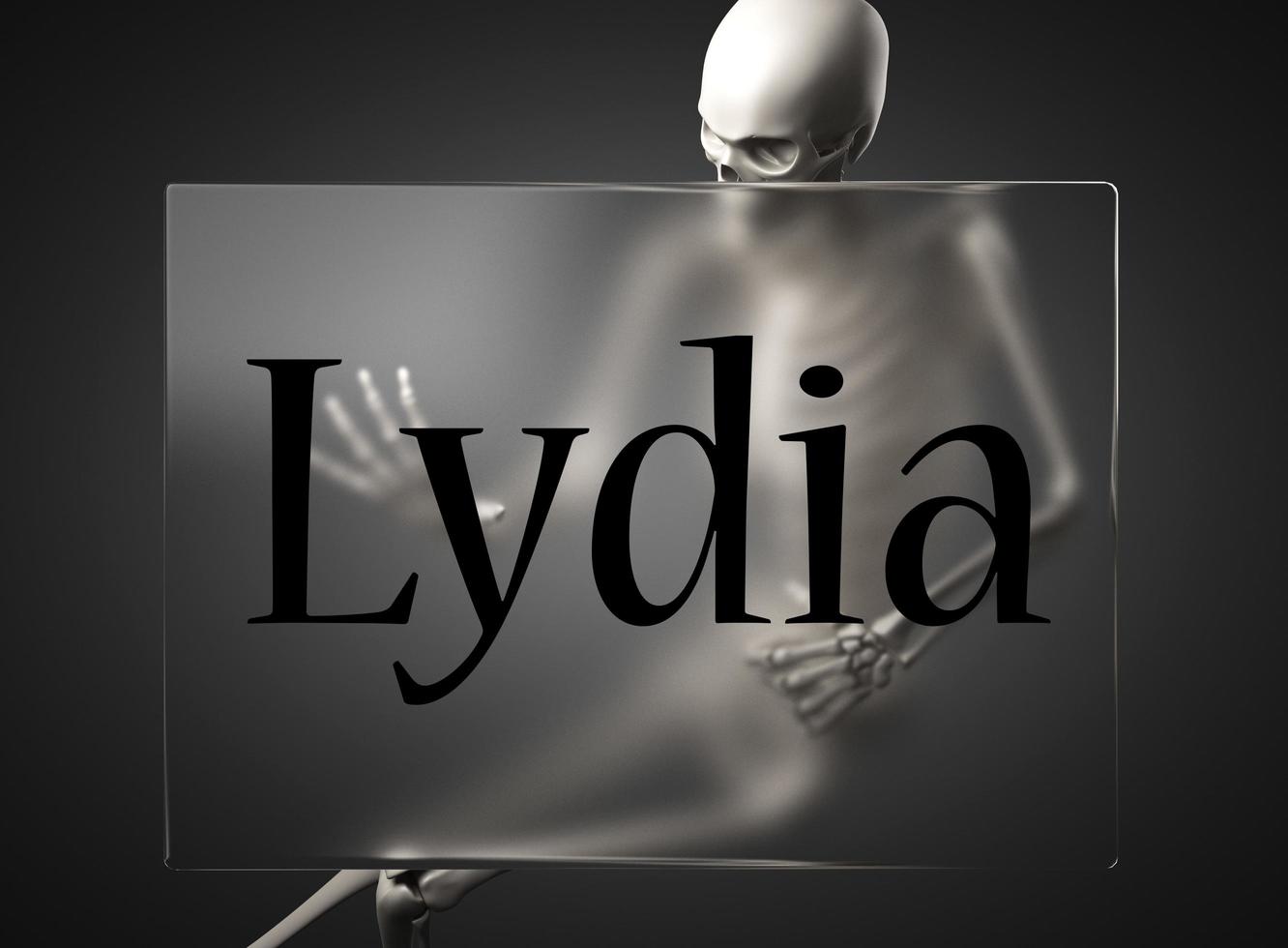 Lydia word on glass and skeleton photo