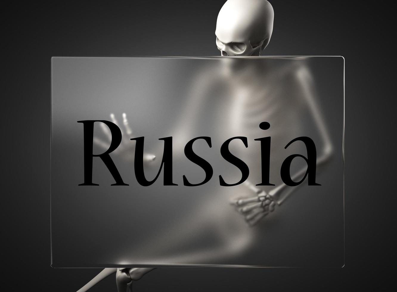 Russia word on glass and skeleton photo
