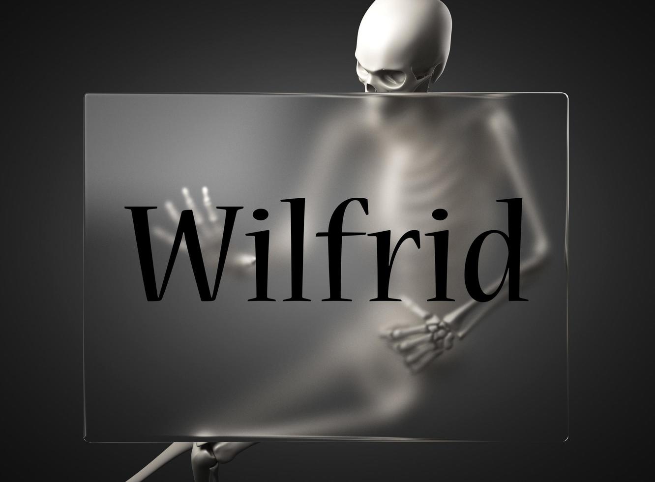 palabra de wilfrid sobre vidrio y esqueleto foto
