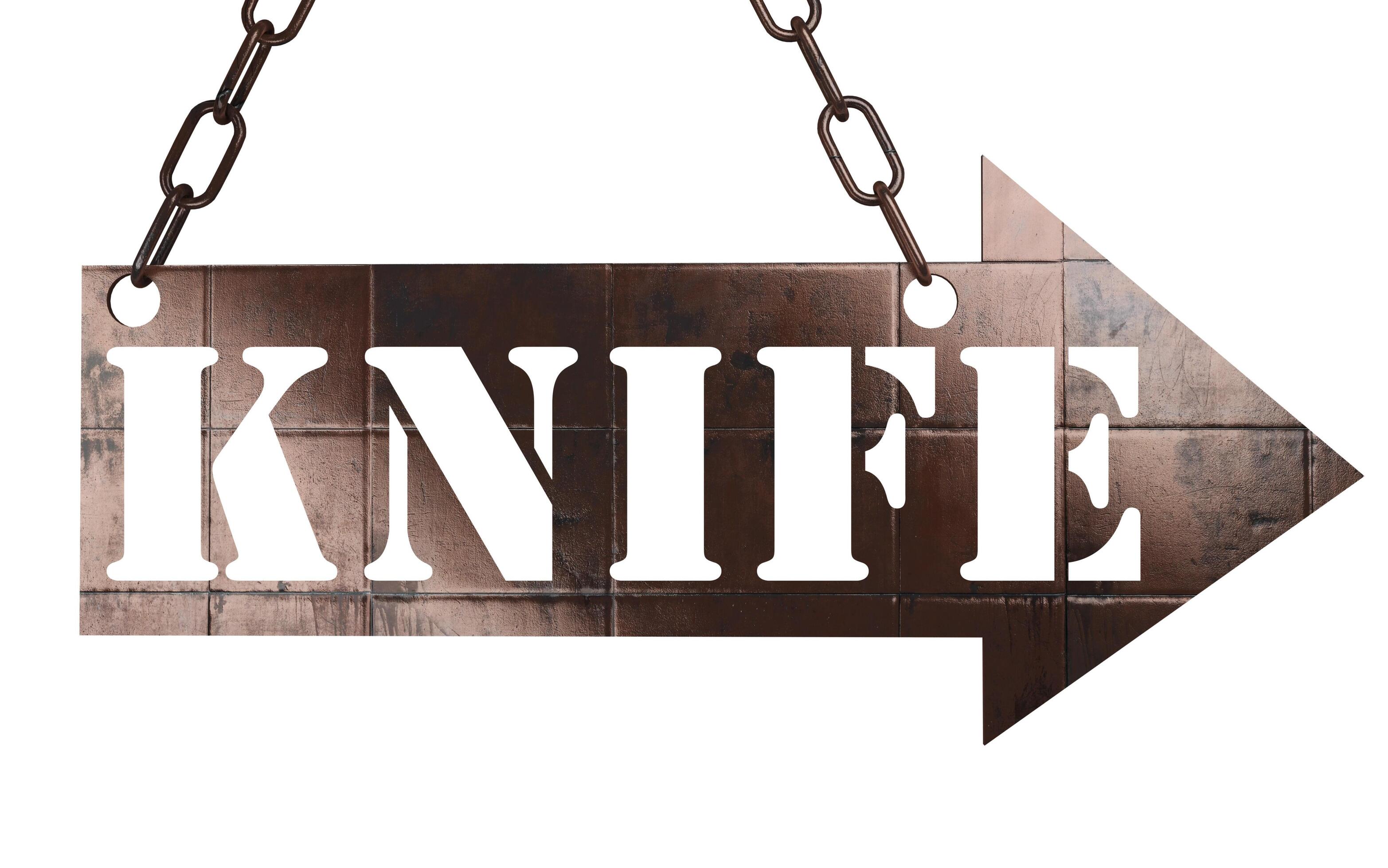 knife word on metal pointer 6379831 Stock Photo at Vecteezy