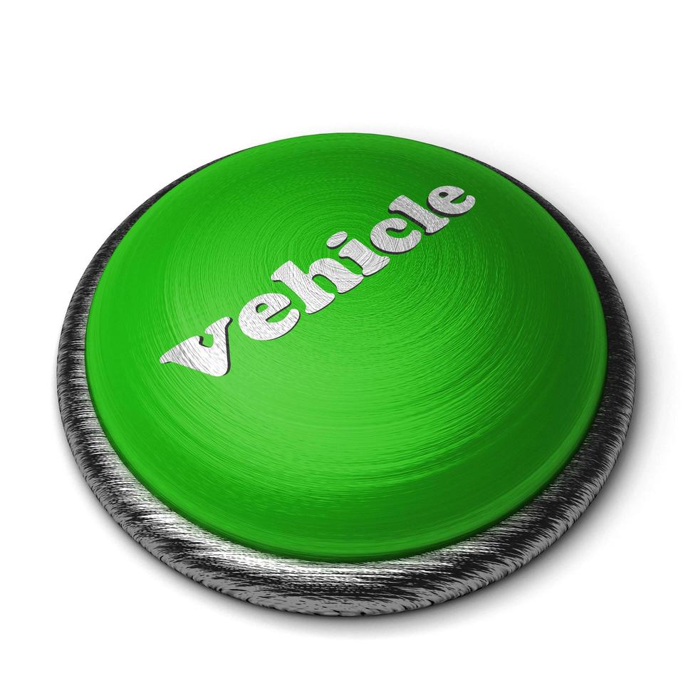 palabra del vehículo en el botón verde aislado en blanco foto