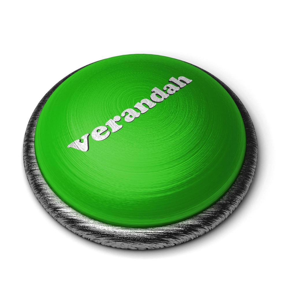 Verandah palabra en botón verde aislado en blanco foto