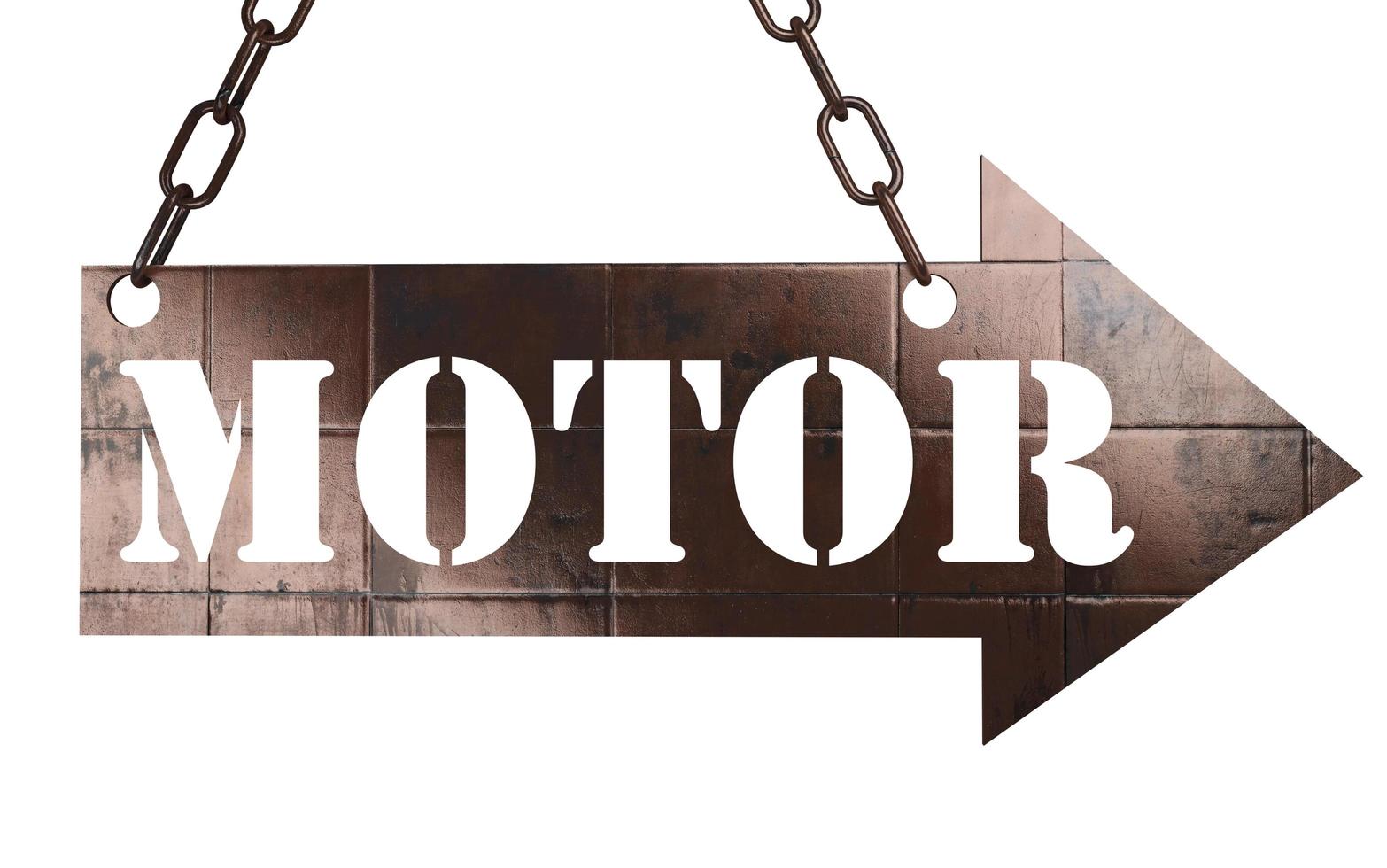 motor word on metal pointer photo