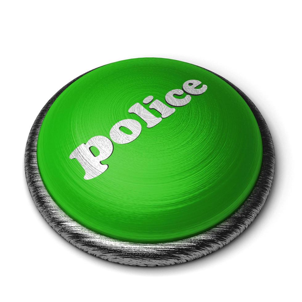 police word on green button isolated on white photo