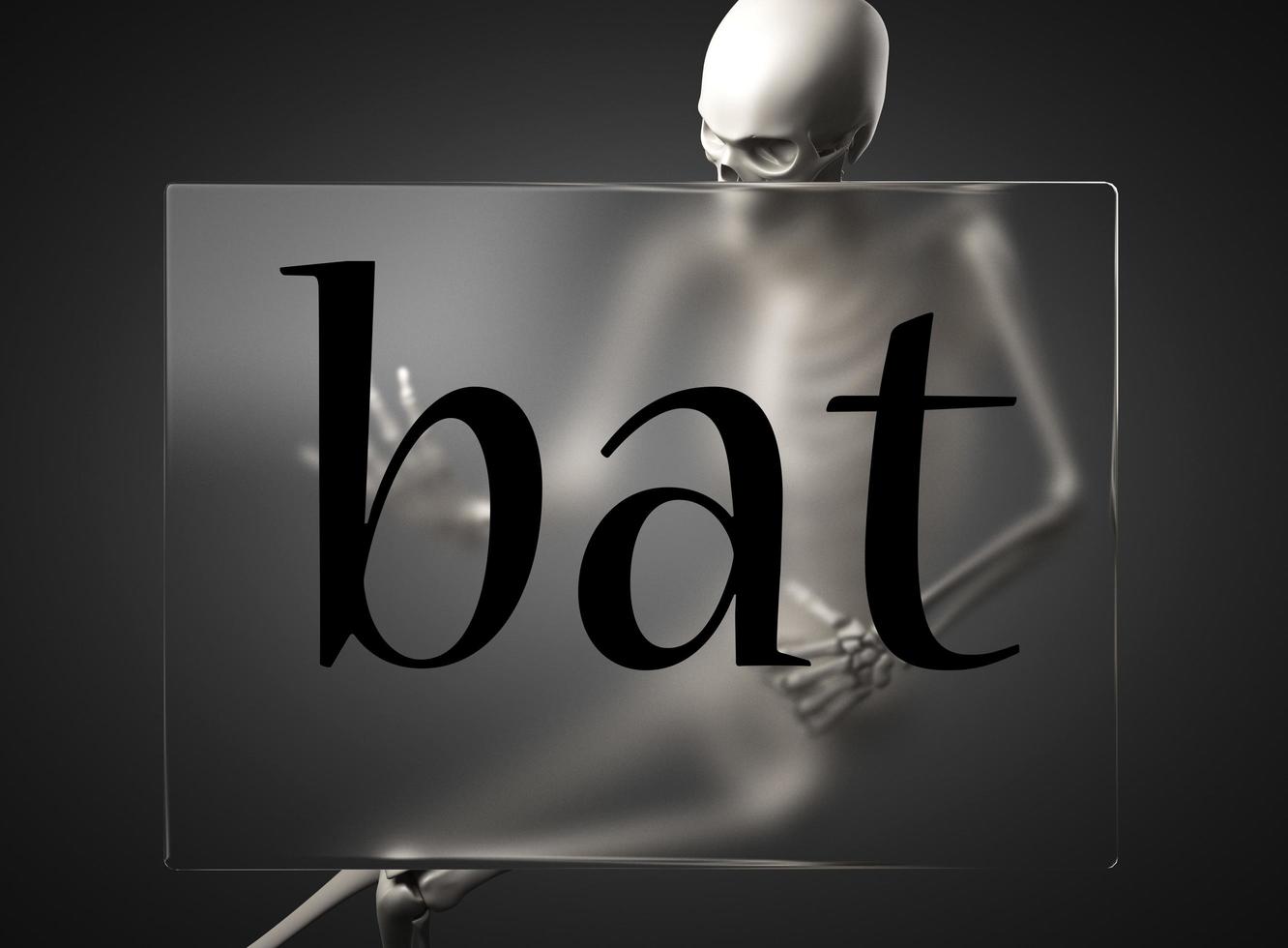 bat word on glass and skeleton photo