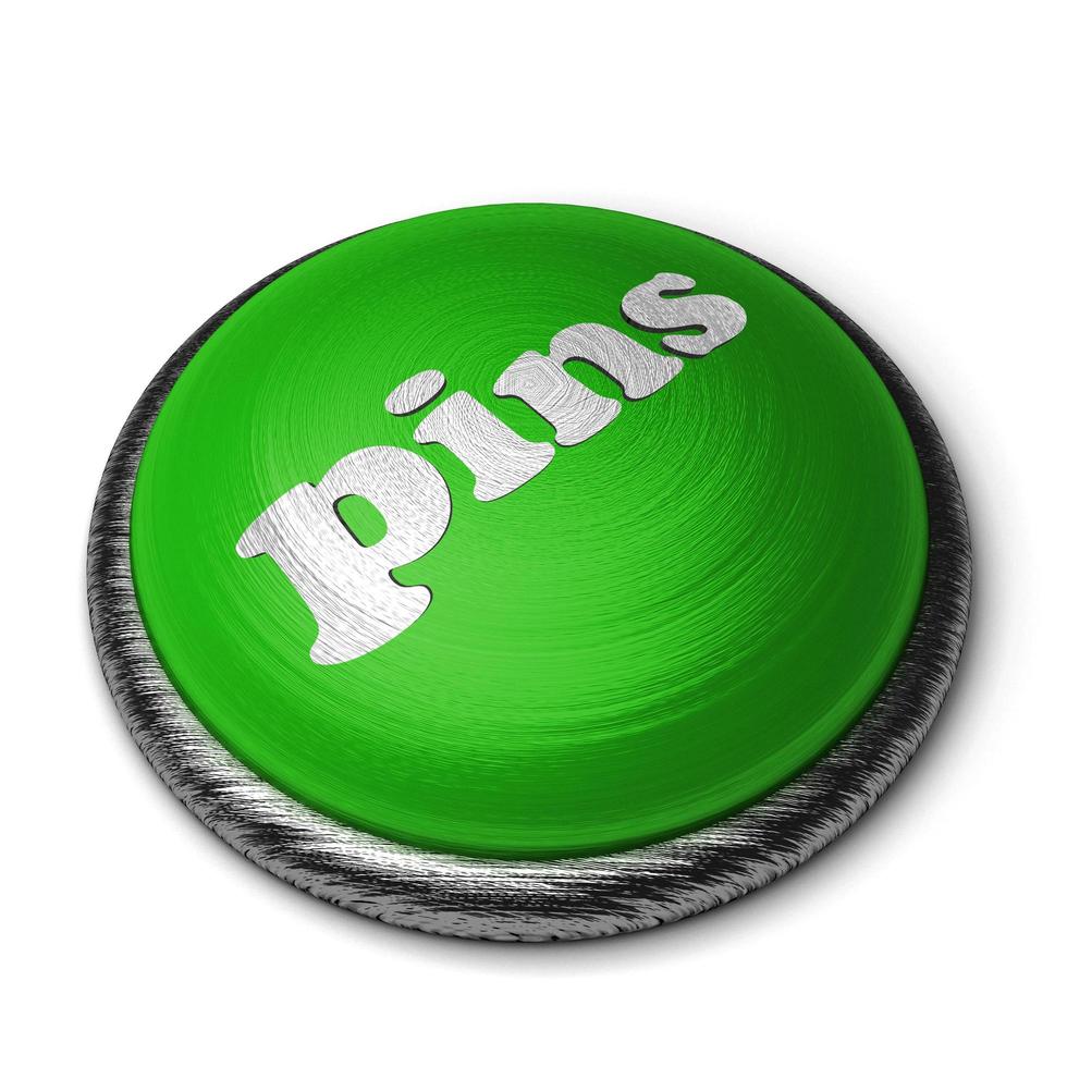 pins word on green button isolated on white photo