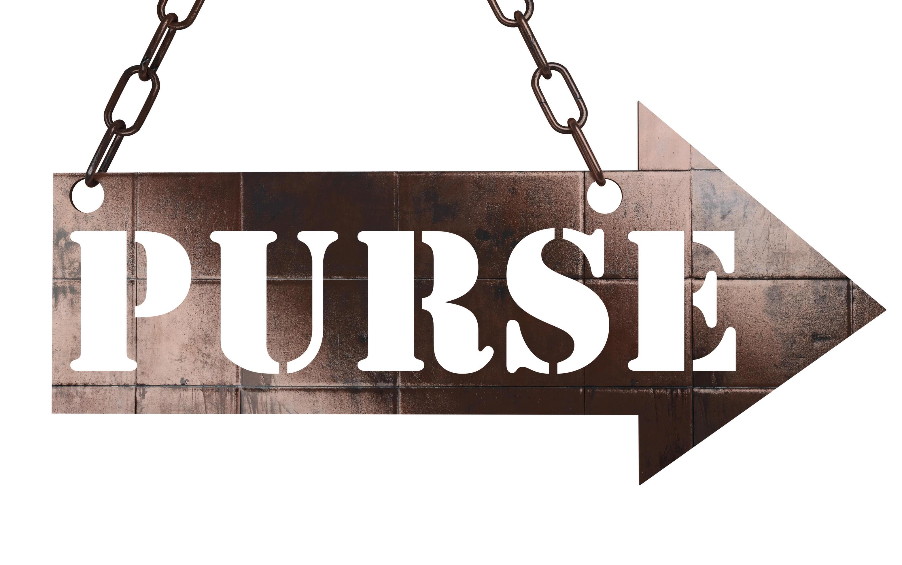 purse word on metal pointer 6382457 Stock Photo at Vecteezy