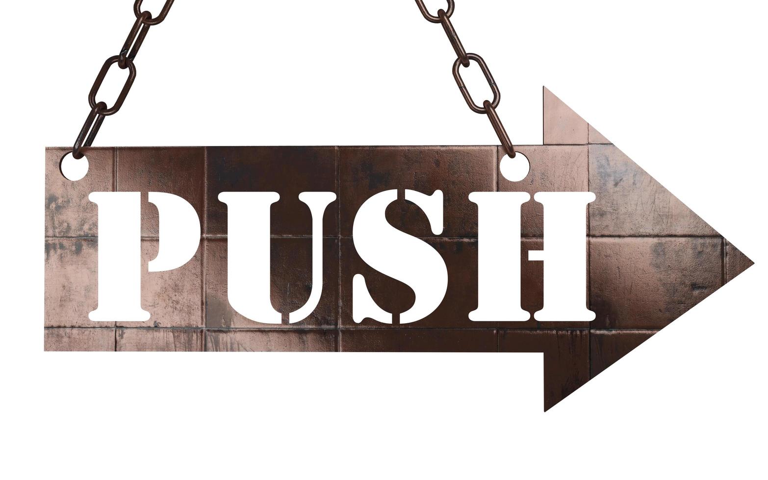 push word on metal pointer photo