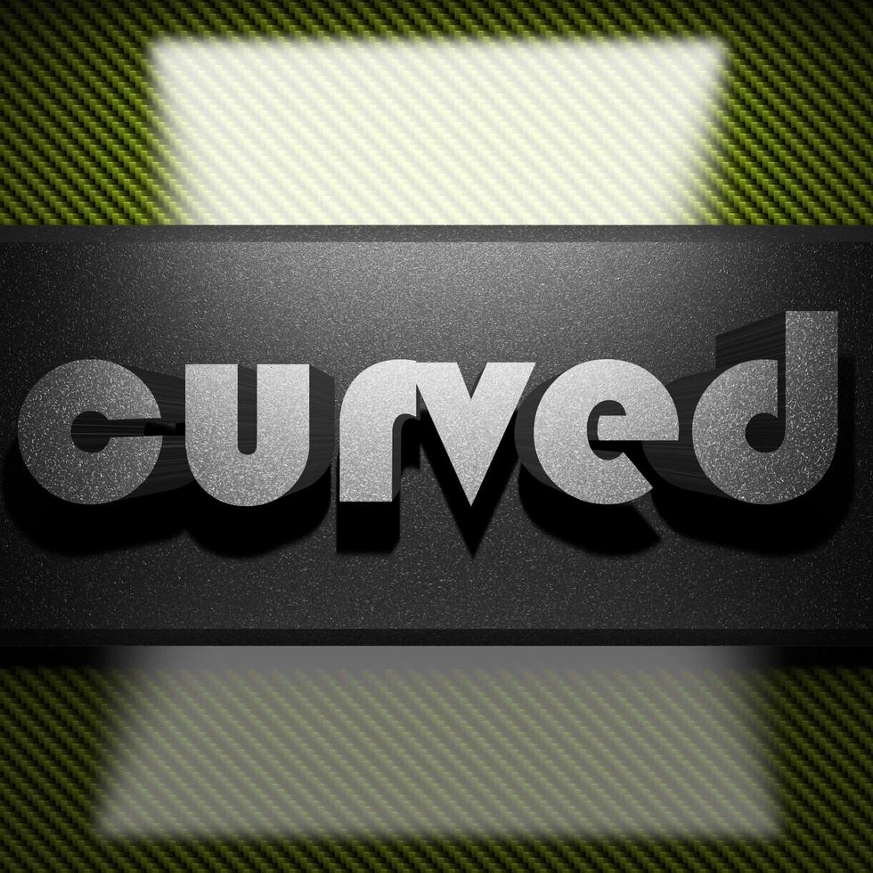 curved word of iron on carbon photo