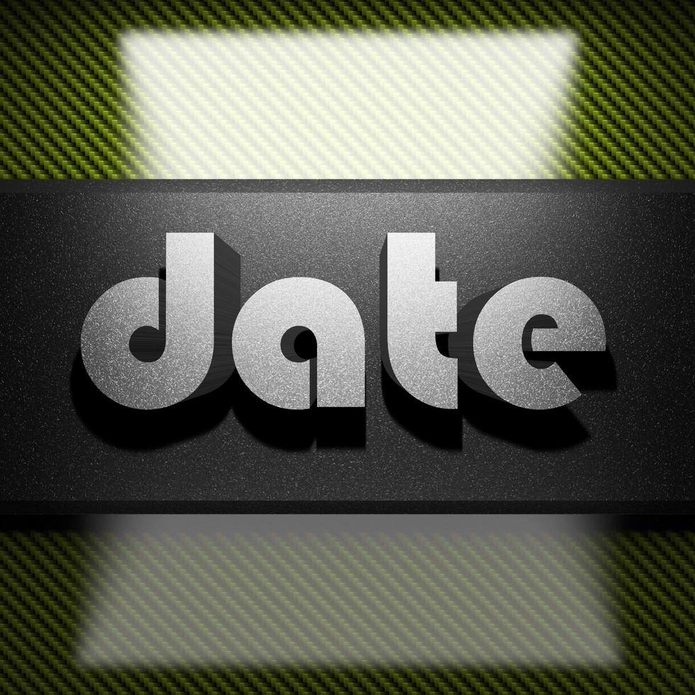 date word of iron on carbon photo