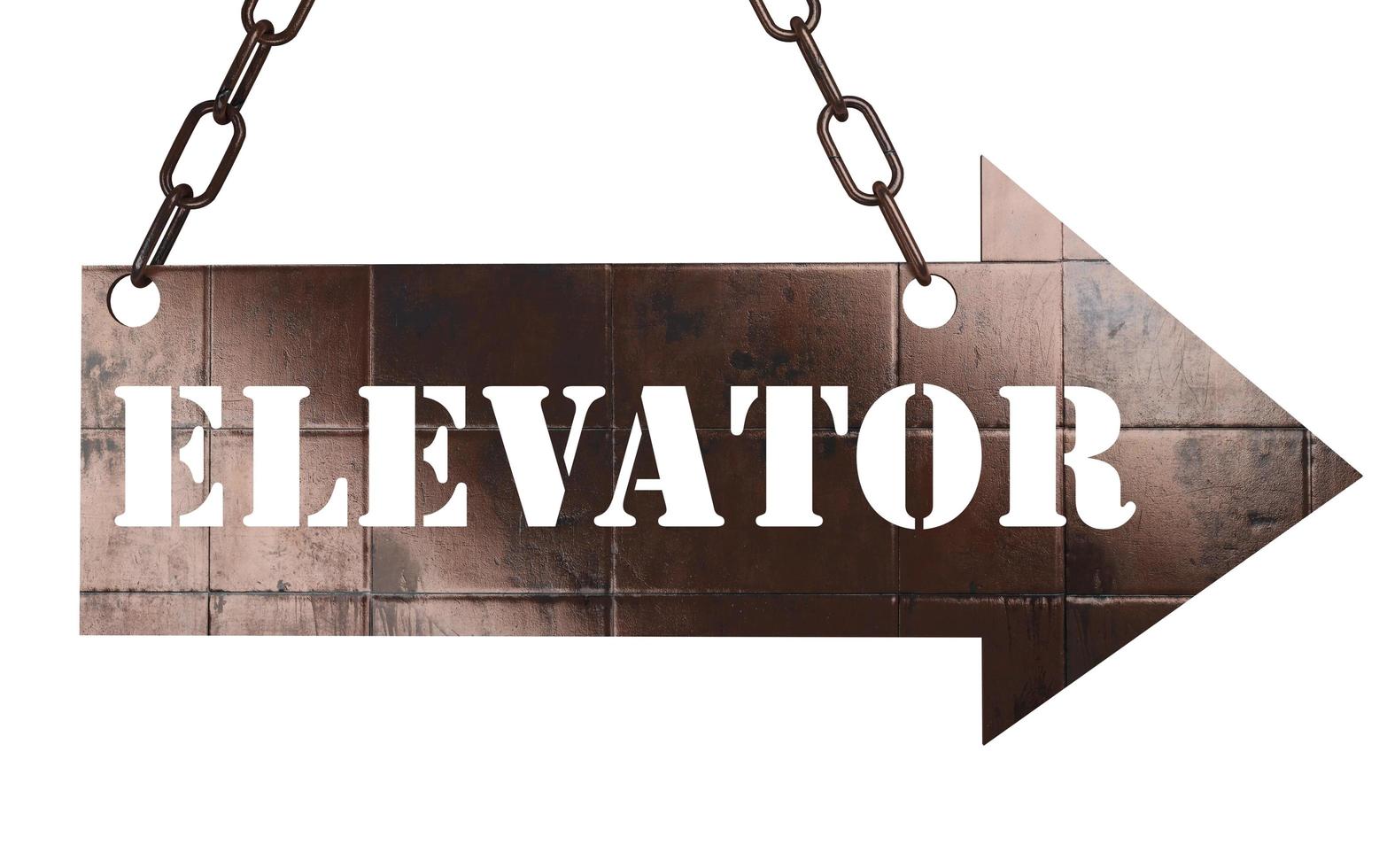 elevator word on metal pointer photo