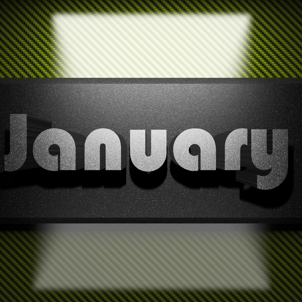 January word of iron on carbon photo