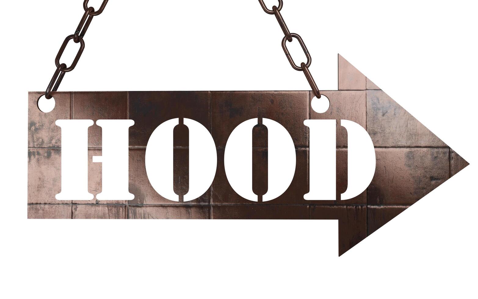 hood word on metal pointer 6383548 Stock Photo at Vecteezy