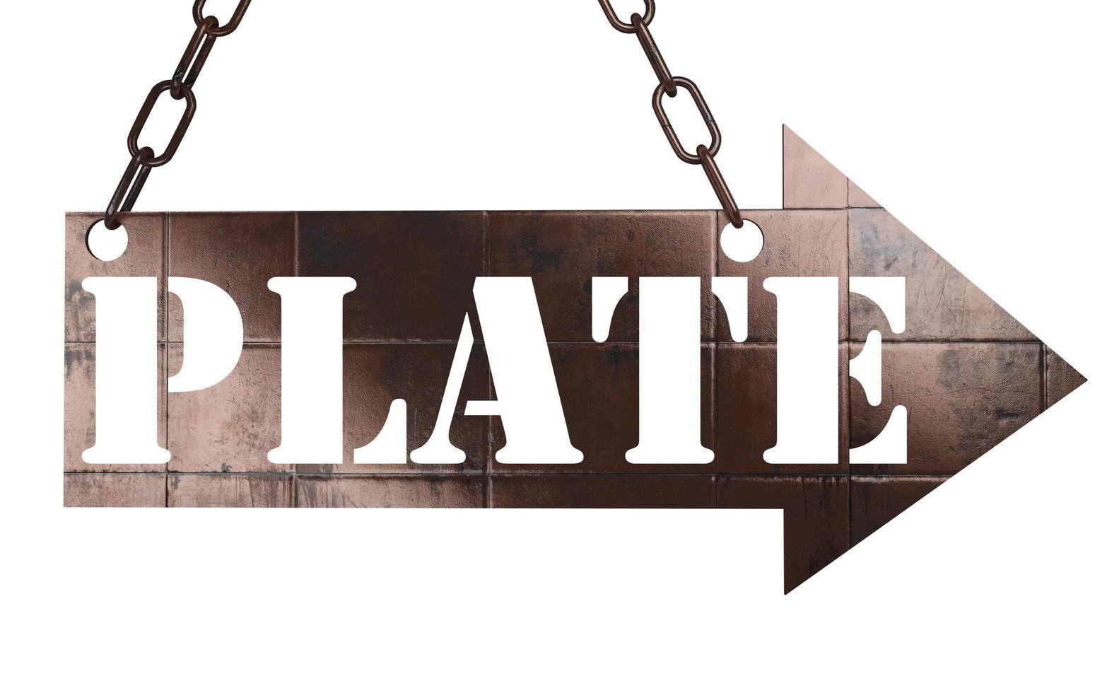 plate word on metal pointer photo