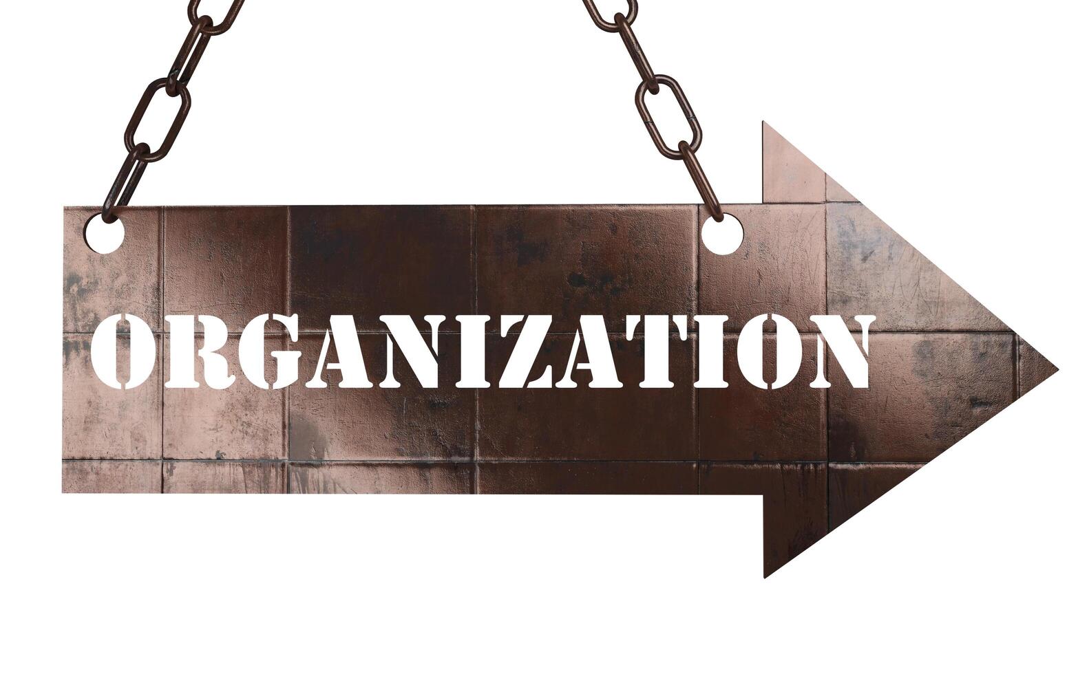 organization word on metal pointer photo