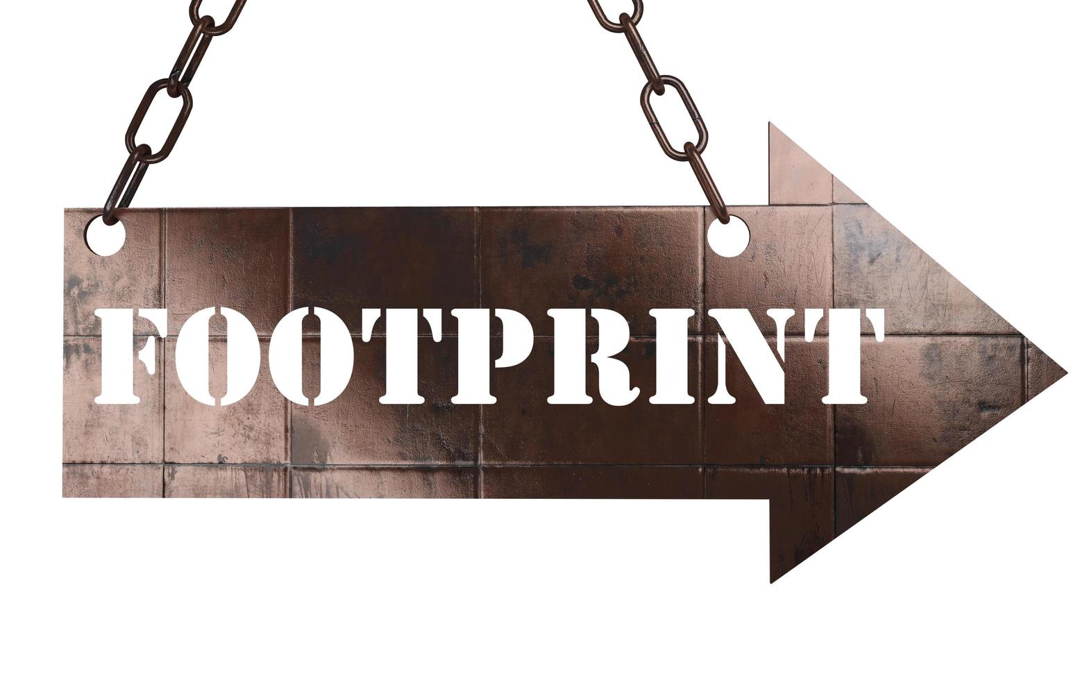 footprint word on metal pointer photo