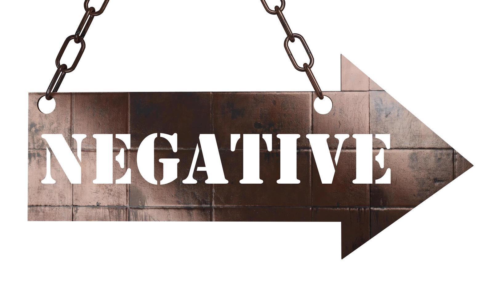 negative word on metal pointer photo