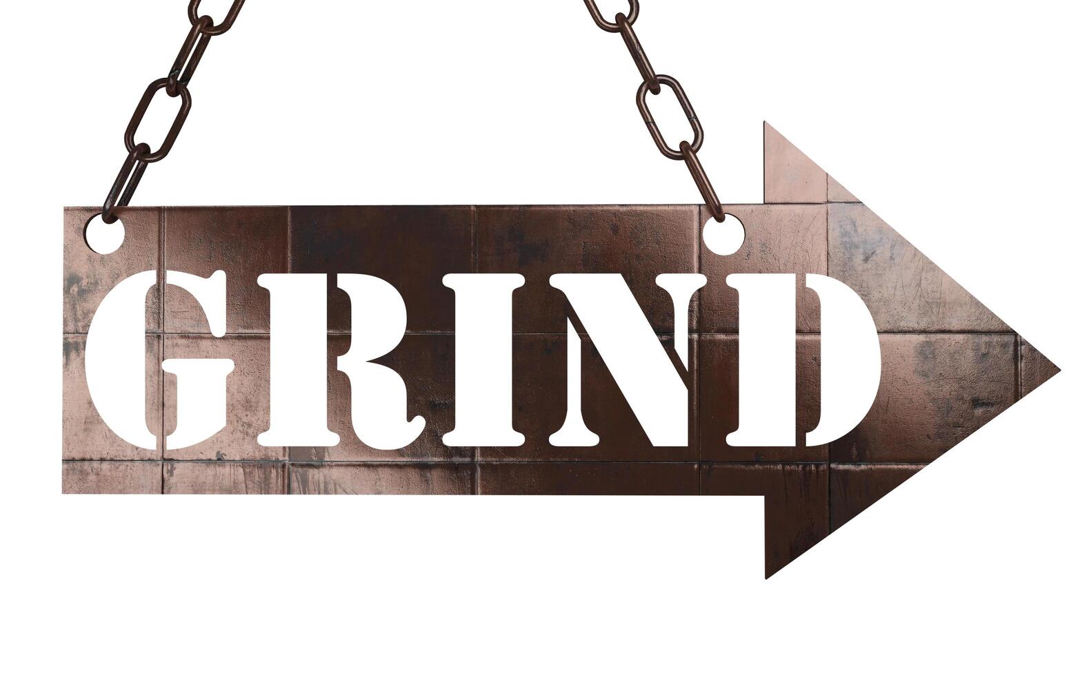 grind word on metal pointer 6384486 Stock Photo at Vecteezy