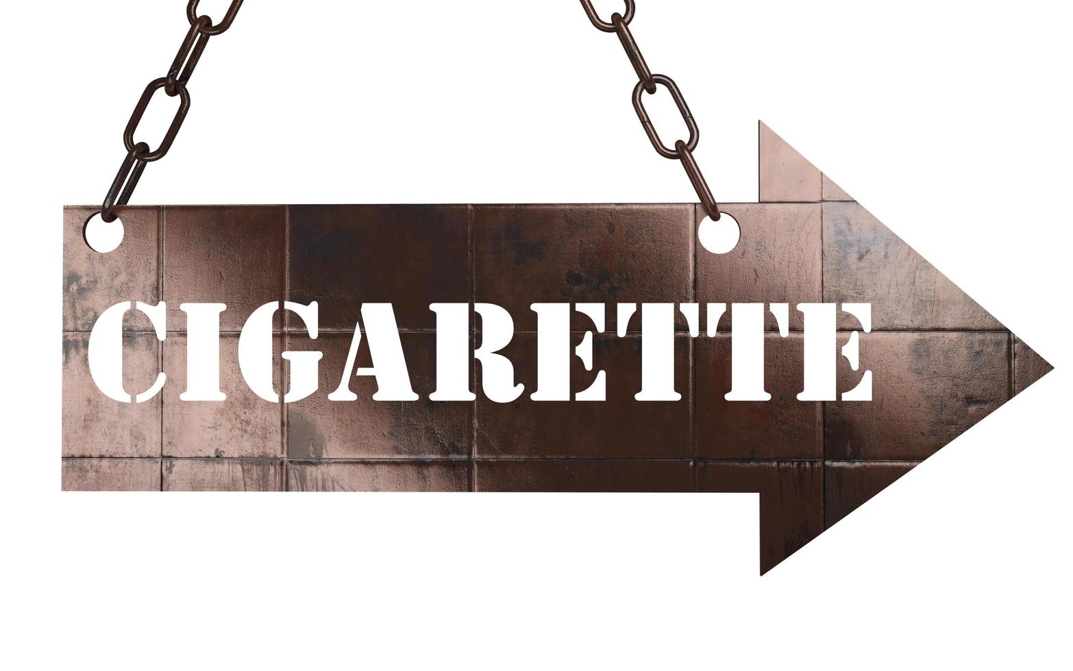 cigarette word on metal pointer photo