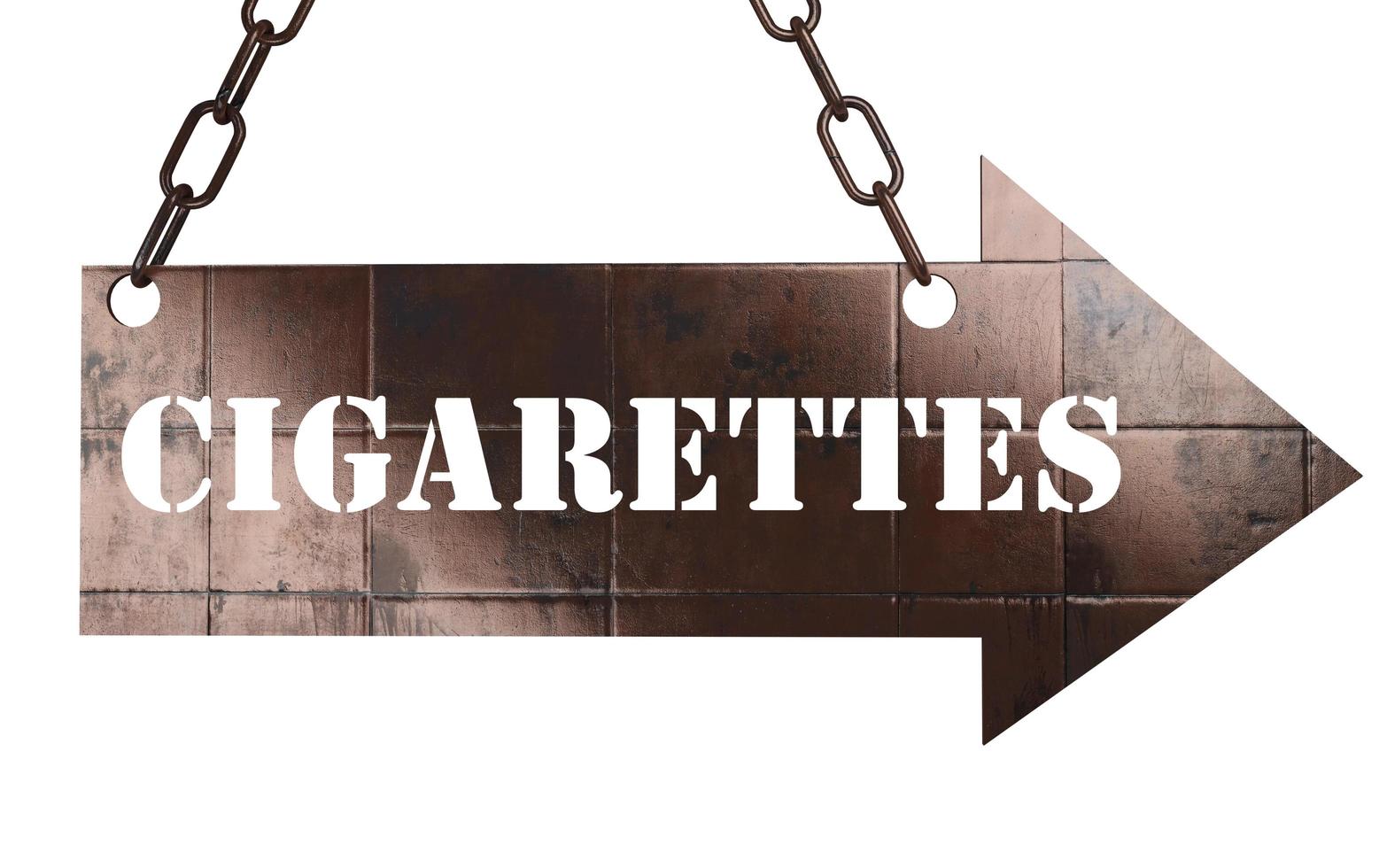 cigarettes word on metal pointer photo