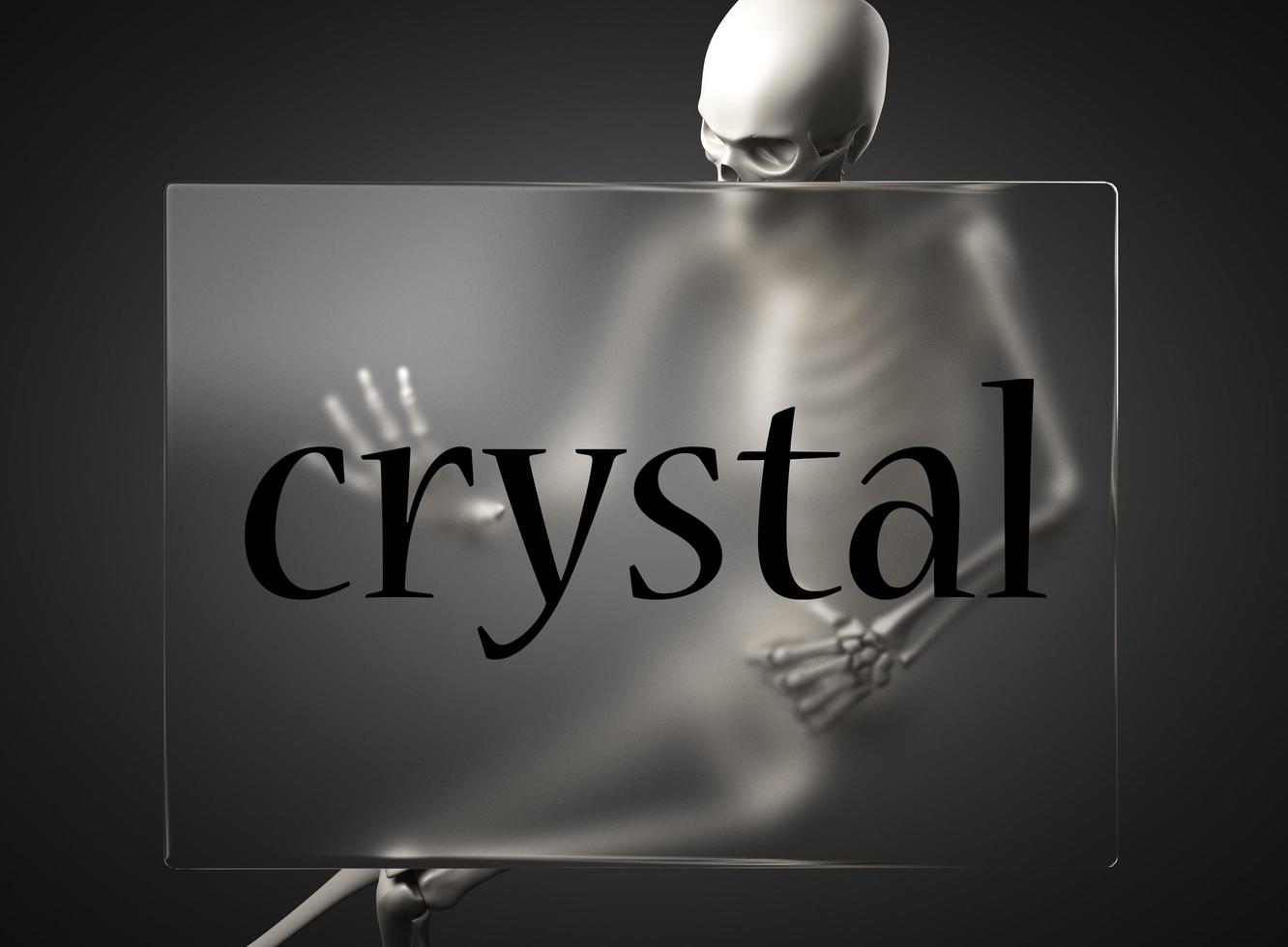 crystal word on glass and skeleton photo