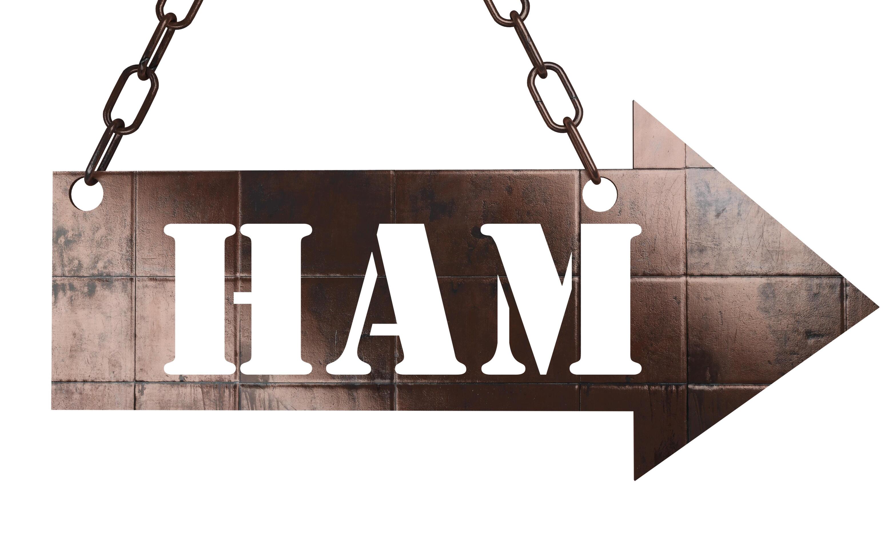 ham word on metal pointer 6384875 Stock Photo at Vecteezy