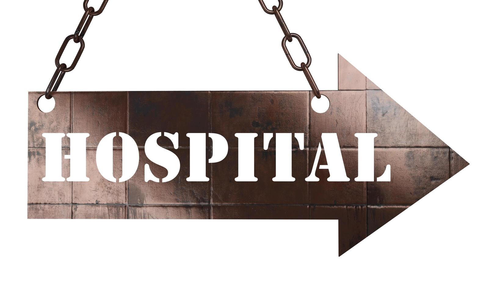 hospital word on metal pointer photo