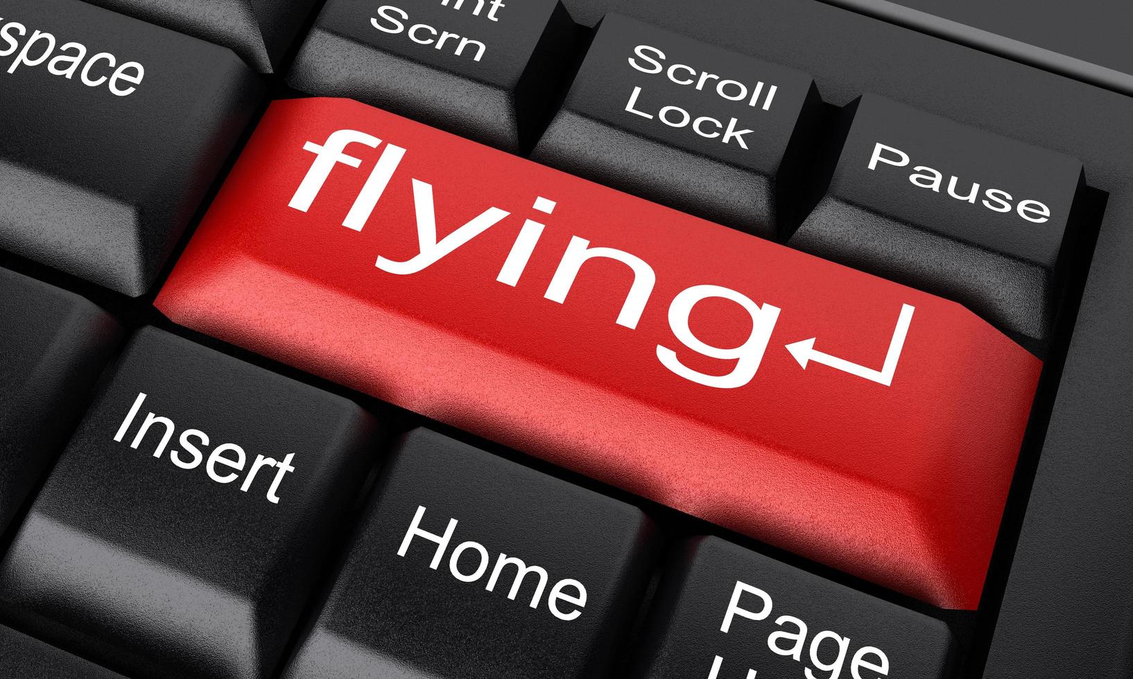 flying word on red keyboard button photo