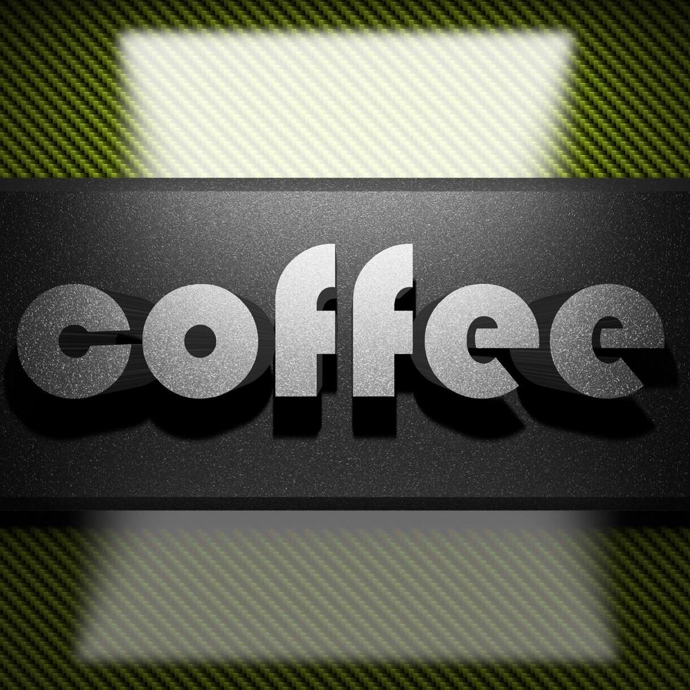 coffee word of iron on carbon photo