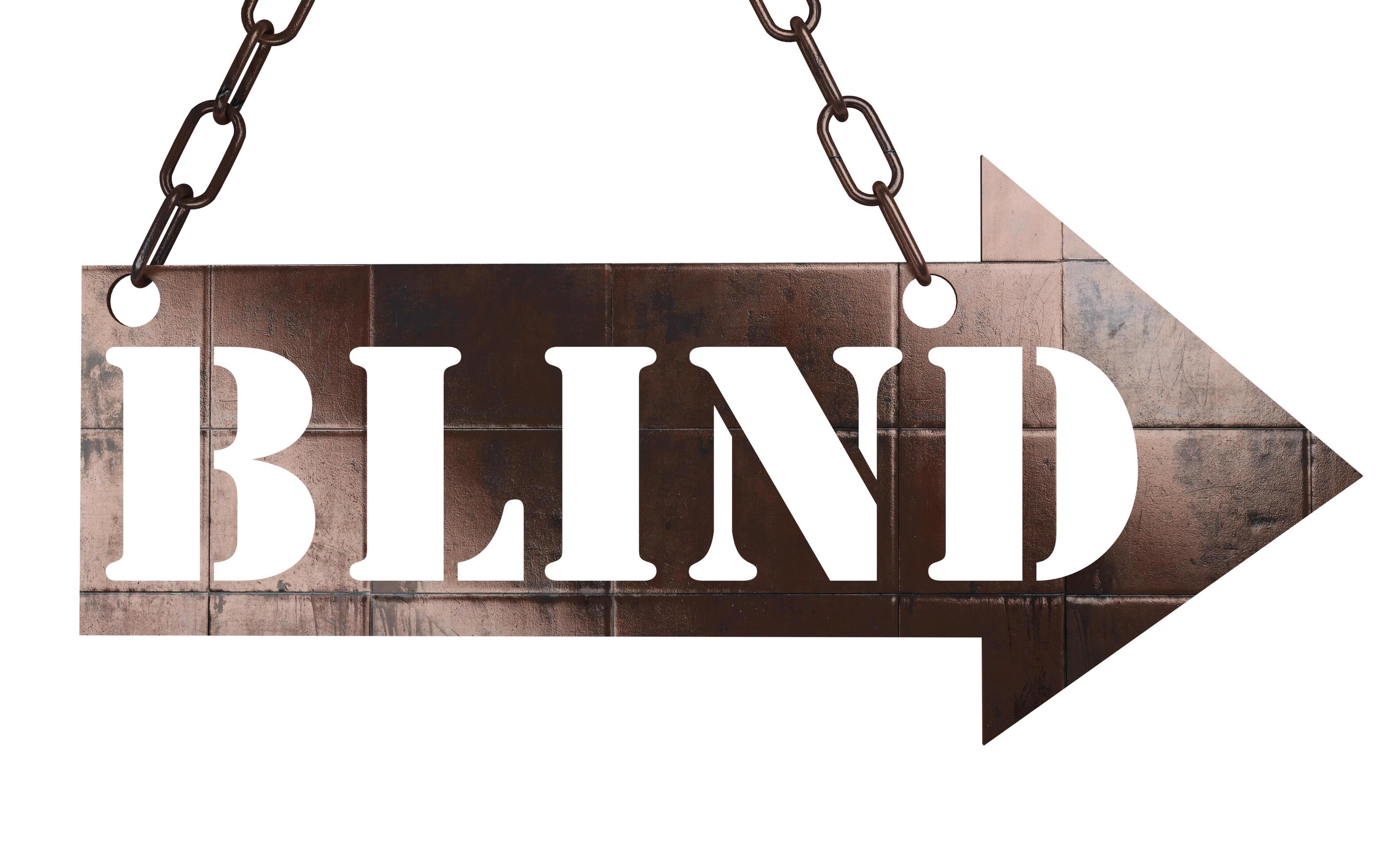 blind word on metal pointer 6385321 Stock Photo at Vecteezy