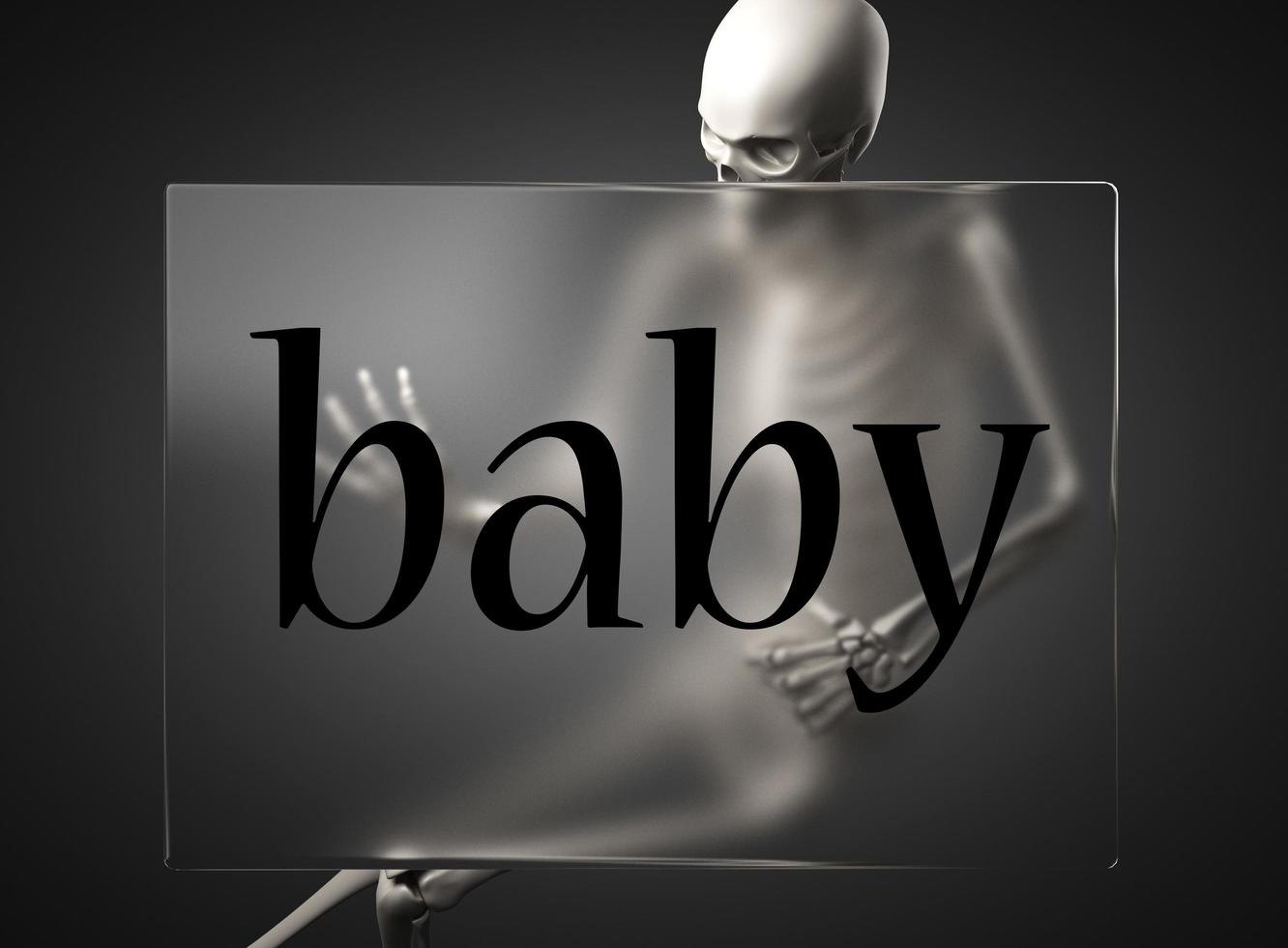 baby word on glass and skeleton photo