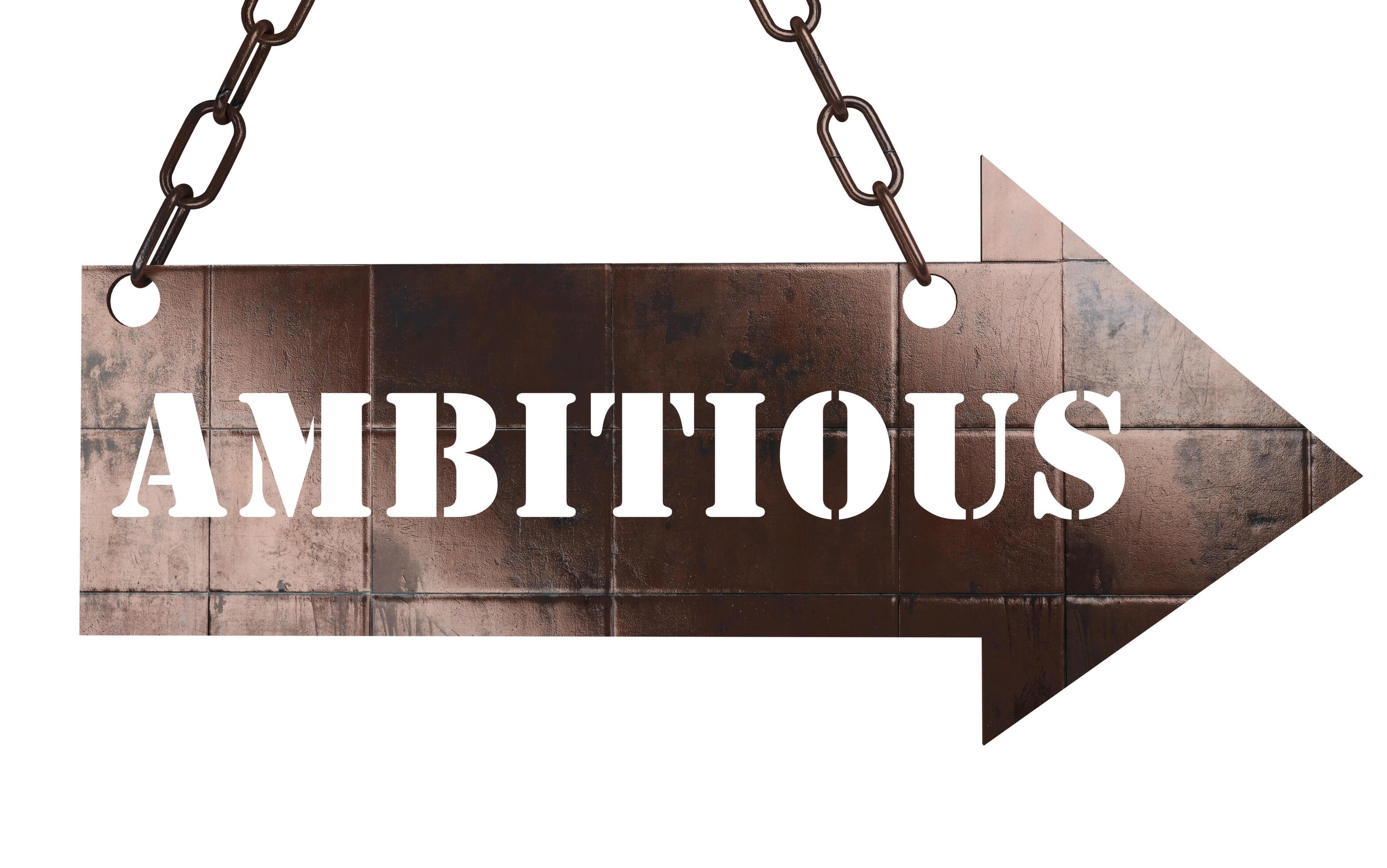 ambitious word on metal pointer 6385881 Stock Photo at Vecteezy