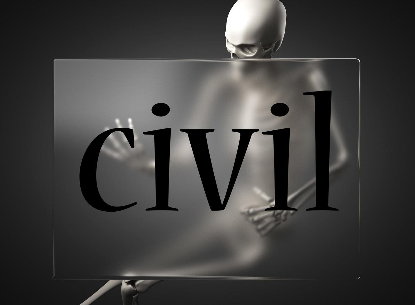 palabra civil sobre vidrio y esqueleto foto