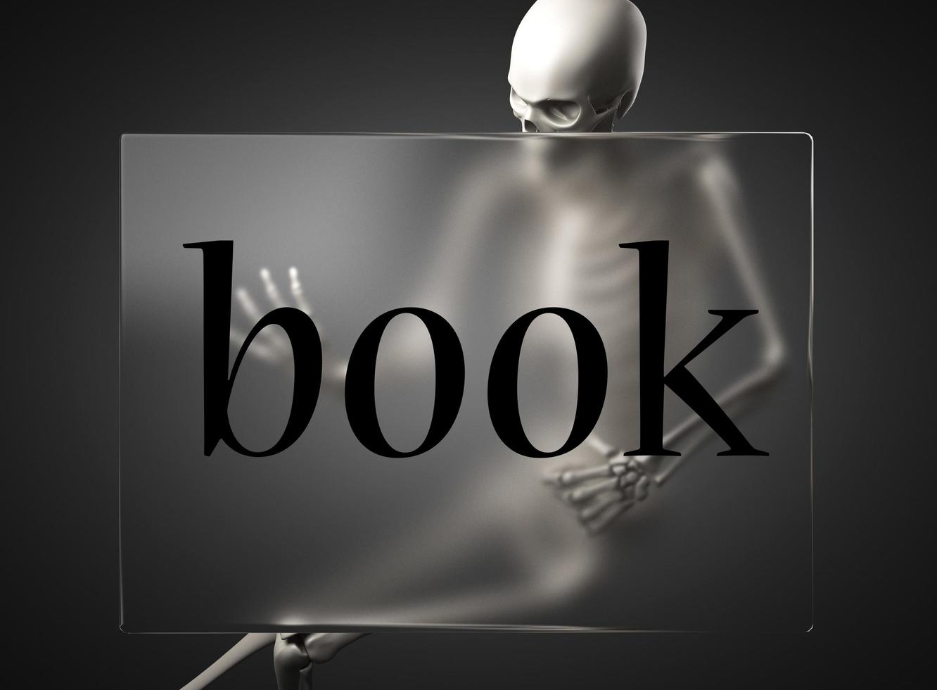 book word on glass and skeleton photo