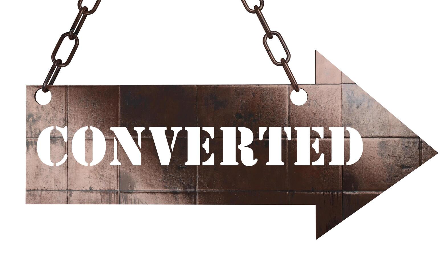 converted word on metal pointer 6386793 Stock Photo at Vecteezy