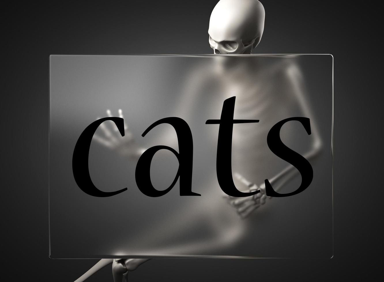 cats word on glass and skeleton photo