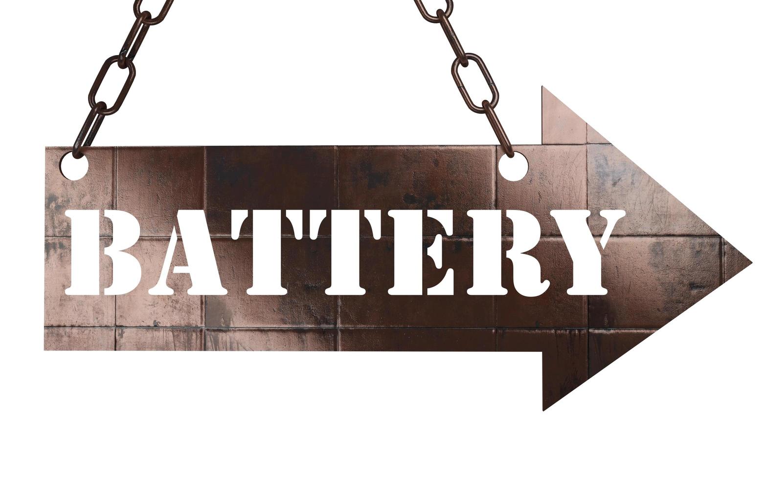 battery word on metal pointer photo