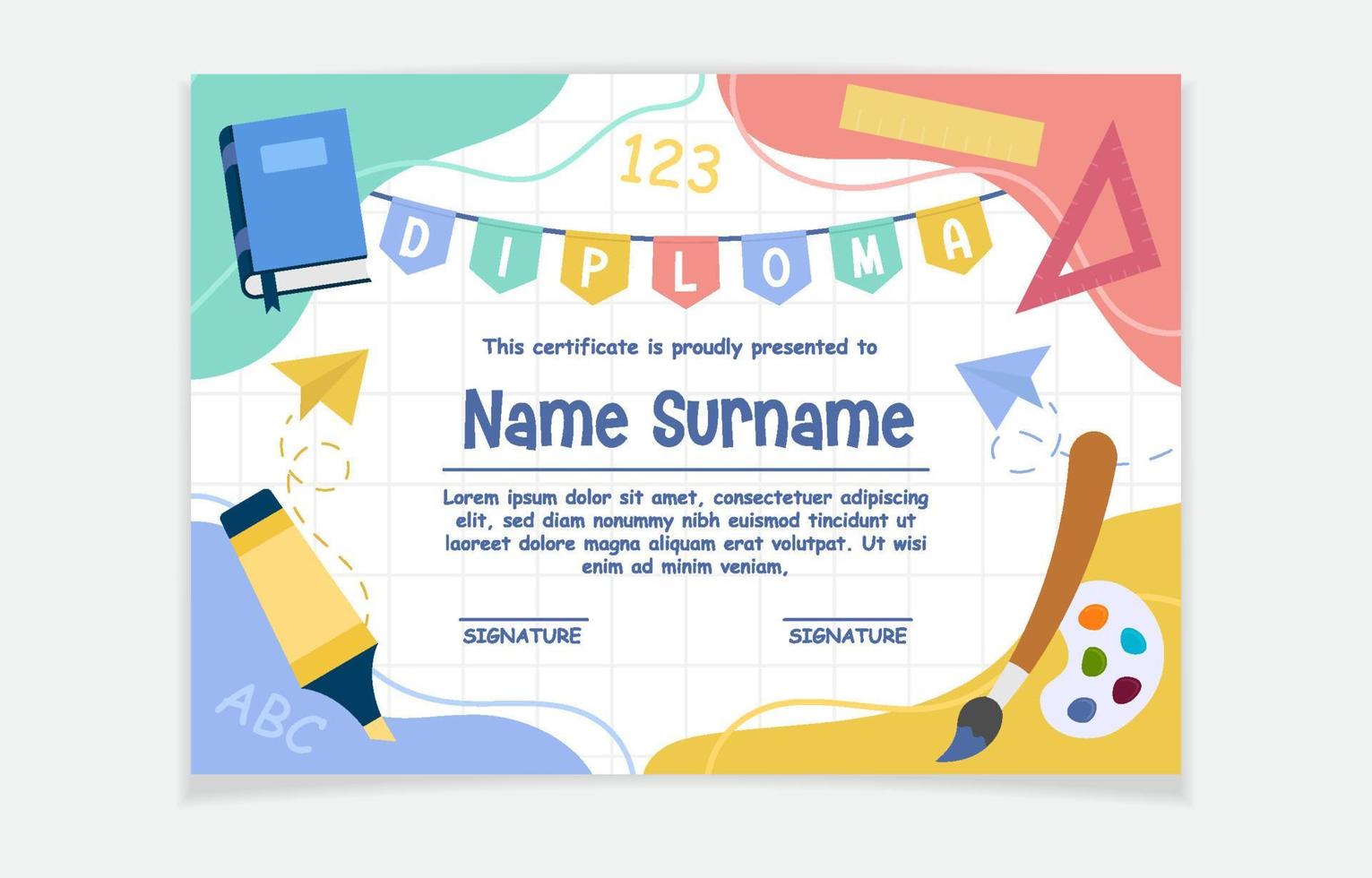 Kindergarten Graduation Certificate Template vector