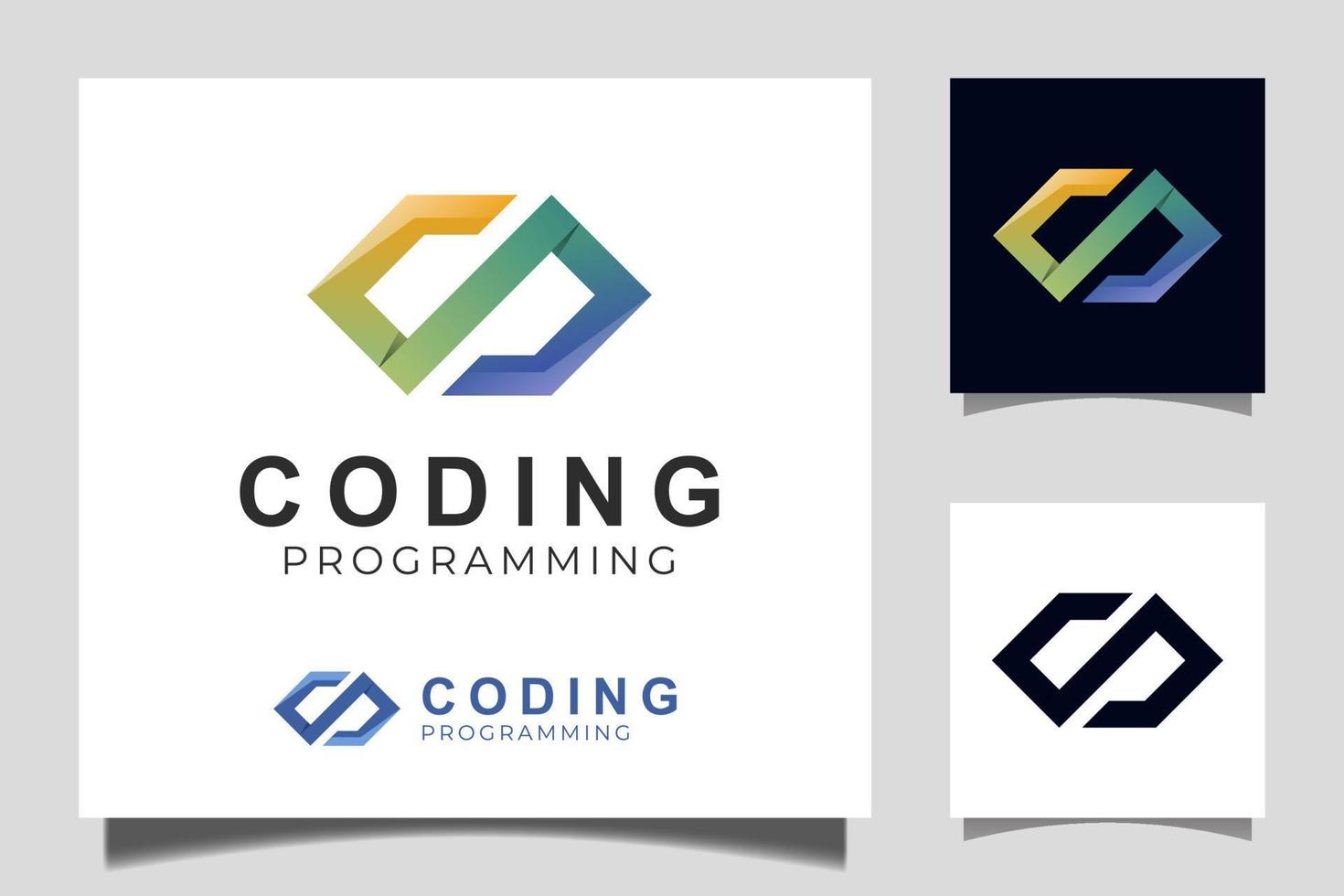Code logo template gradient design icon vector for coding and programming logo design
